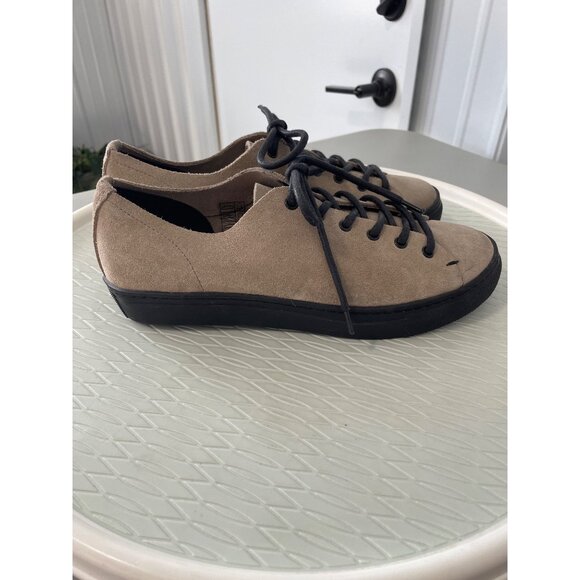 Frank & Oak Shoe Size 7.5 Round Toe Lace Up Suede Leather Taupe Black Streetwear - Picture 7 of 9
